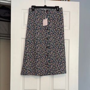 LC Lauren Conrad Black Pink Midi Pencil Skirt